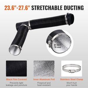 Tubo Flessibile Estensibile da 3 Pollici per Riscaldatore Diesel, Tubo di Scarico in Acciaio Inox da 1 Pollice, Connettore a T con 2 Prese d'Aria, Componenti per Sistemi HVAC - Product Image 4