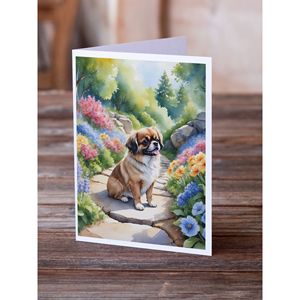 Whimsical Tibetan Spaniel Spring Path A7 Tarjetas de notas Paquete de 8 tarjetas en blanco con sobres Tamaño 5x7 Tarjetas de felicitación - Product Image 2