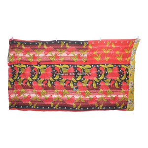 Print Indian Kantha <b>Quilt</b> Cotton Bedspread Bohemian <b>Throw</b> Boho Blanket Indian Reversible Hand Stitched Heavy <b>Throw</b> Old Sari - Product Image 3