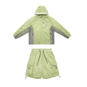 Conjunto de Pantalones Cortos y Chaqueta Cortavientos con Capucha para Hombre, Color Blanco, Tejido Terry, Ecológico, Informal, para Verano, de Secado Rápido, Poliéster - Product Image 4