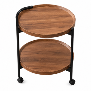 Mesa de Centro Moderna Pequeña de Madera con Pedestal Redondo para Dormitorio y Sala de Estar - Product Image 1