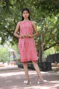 Vestido Midi de Algodón Hecho a Mano en India, sin Mangas, con Estampado Geométrico, para Mujer, Ecológico, para Fiestas de Verano en la Playa, Regalo Personalizado - Product Image 5