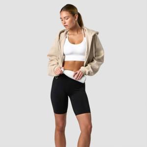Nouveau design tendance : Sweat à capuche court personnalisé pour femme, épaules tombantes, manches longues et poches – Vente en gros de sweats à capuche zippés pour femme à prix réduit - Product Image 3