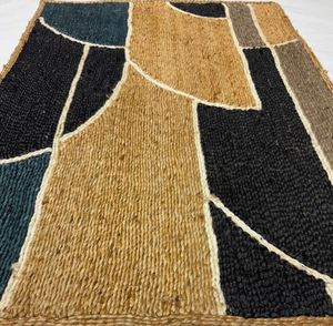Alfombras de Yute Indias Modernas Hechas a Mano de Calidad Genuina para Uso Doméstico, con Elegante Patrón Geométrico, Antideslizantes, Decorativas, Venta al Por Mayor - Product Image 1
