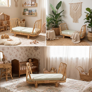 เปลเด็กอ่อนหวาย, เตียงเด็กทอจากหวายอย่างยั่งยืนสำหรับตกแต่งห้องเด็ก, เฟอร์นิเจอร์เด็กหวายธรรมชาติรักษ์โลก - Product Image 4