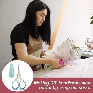 1 pièce Ciseaux à broderie pour cuticules avec étui en cuir synthétique, 3,6 pouces, en acier inoxydable, ciseaux de couture vintage pour travaux d'aiguille - Product Image 6