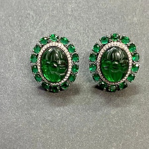 Pendientes de Piedra Geométrica en Blanco y Negro, Pendientes Minimalistas para Boda, Joyería para Uso Diario, Pendientes de Piedras Preciosas - Product Image 2