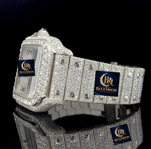 Reloj de Lujo Blue Moon, Estilo Hip Hop, Cuadrado, Bisel con Diamantes, Acero Inoxidable, Cristal de Zafiro, 42mm, Analógico, Fecha, GPS, Alta Calidad - Product Image 2