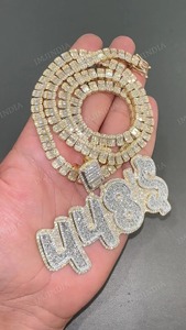 Colgante Hip Hop Personalizado con Número, Chapado en Rodio, Plata de Ley 925 con Moissanita, para Hombre - Product Image 2