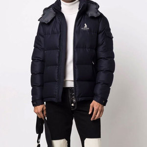 Blouson matelassé à capuche pour homme, couleur unie, décontracté, écologique, respirant, avec logo frontal, coupe-vent, streetwear hiver 2026 - Product Image 2