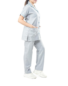 Ensembles d'uniformes médicaux unisexes givrés pour hôpitaux, en polyester et élasthanne, à manches courtes, multicolores, pour l'été, vente en gros - Product Image 3