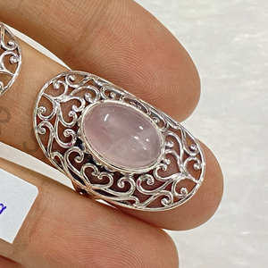 แหวนเงิน925ควอตซ์จากดอกกุหลาบธรรมชาติแหวนอัญมณีดีไซน์เรียบง่ายพร้อมเครื่องประดับ - Product Image 1