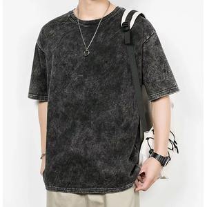 T-shirt homme vintage coupe slim 100% coton délavé à l'acide 230G 250G avec impression sérigraphique style streetwear - Product Image 3