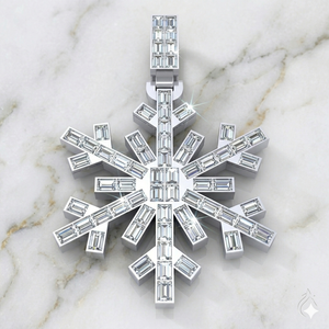 Colgante de Plata de Ley 925 con Baño de Rodio y Moissanita de Corte Baguette, Diseño Vintage Celestial Personalizado, Estilo Hip Hop, con Forma de Copo de Nieve, para Fiestas - Product Image 5