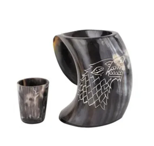 Taza de Cuerno de Búfalo de Lujo con Logotipo, Taza Rústica de Cuerno Vikingo para Cerveza y Cerveza de Granja, Taza de Cuerno Auténtica Hecha a Mano - Product Image 1
