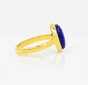 10x14mm Oval Shape <b>Lapis</b> <b>Lazuli</b> Gemstone 925 Sterling Silver 18K Gold Plated Bezel Setting Handmade Fashion <b>Ring</b> For Women Gift - Product Image 3