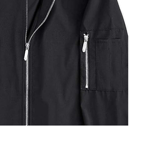 Chaqueta Bomber Negra para Hombre, Cuello Alto, Cierre de Cremallera, Corte Regular, Color Sólido, Material de Poliéster, Ropa Formal Ecológica para Invierno - Product Image 5