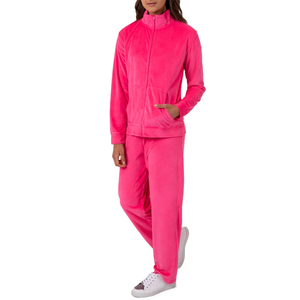 Custom Made Winter Solid Women's Eco-Friendly Fleece Sweatsuits Premium <b>Velour</b> Fabric OEM Service ODM Design - Product Image 1