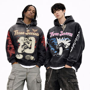 Sudadera con Capucha Personalizada para Hombre, con Estampado Gráfico, Estilo Urbano, Diseño de Dibujos Animados, Lavado Vintage, Informal y a la Moda - Product Image 3