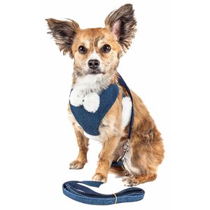 Luxe Pom Draper Pettorina e Guinzaglio 2-in-1 Regolabili per Cani con Design a Rete Invertita e Elegante Fiocco con Pompon - Pettorine Premium per Animali Domestici - Product Image 1