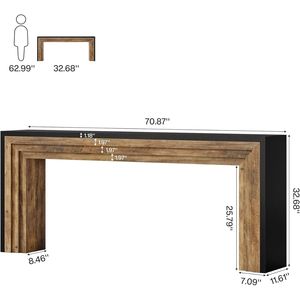 70.9 Inch Farmhouse Console <b>Table</b> Narrow Wooden <b>Sofa</b> <b>Table</b> for Living Room Behind the Couch - Product Image 2
