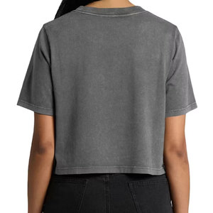<b>Women</b> Custom Graphic <b>White</b> <b>Crop</b> <b>Top</b> T-Shirt Drop Shoulder Plain Merchandise Template Screen Printing Cropped Tee Shirt - Product Image 3