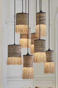 Lampes suspendues en raphia jaune clair, élégantes, de style bohème, nouveau design, en jonc de mer et jute, tissées à la main, exportées par un fournisseur du Bangladesh - Product Image 2