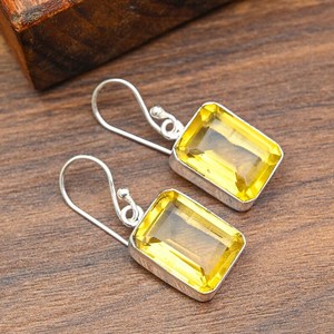 Pendientes únicos de citrino hechos a mano, atractivos pendientes de citrino, joyería espiritual, pendientes de plata de ley 925, regalo para el amor. - Product Image 3