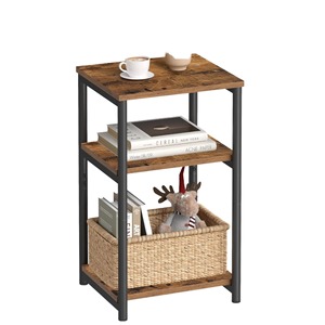 Mesa de Centro Moderna de Madera Industrial con Estructura Metálica, Cesta de Almacenamiento y Estante para Sala de Estar - Product Image 4