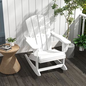 Sedia a dondolo Adirondack bianca per esterni, giardino, patio, in resina HDPE e plastica, pieghevole, per arredo da esterno e parchi - Product Image 2