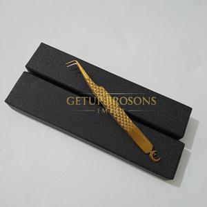 Pinzas de Extensión de Pestañas de Alta Calidad GETUP BROSONS IMPEX, de Acero Inoxidable Dorado con Plasma, Antiestáticas, con Punta Suave, Juego de Pinzas con Logotipo Personalizado - Product Image 4