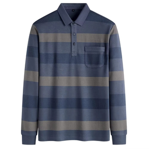 Polo rayé pour homme à prix d'usine, en mélange de coton respirant, décontracté, pour le golf, vente en gros - Product Image 2