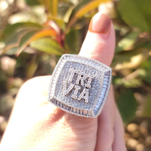 Iced Out Custom <b>Initial</b> 925 Silver VVS Moissanite Diamond Hip Hop Statement <b>Ring</b> Luxury Bling Jewelry For Men Women Gift - Product Image 4