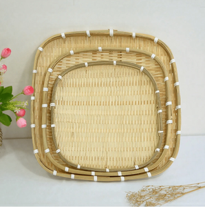 Plateaux de service élégants carrés en bambou naturel Décor minimal Cuisine Maison Fruits Snacks Stockage pour la cuisine ou la maison - Product Image 5