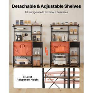 4.6ft Power Cable <b>Kitchen</b> Bakers Rack X-Shaped Support Bar 8 S-Shaped Hooks Power Outlet <b>Kitchen</b> Stand for Convenient <b>Storage</b> - Product Image 6