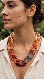 Cadena de Resina Gruesa Irregular Multicolor Transparente Rosa Gris, Joyería de Moda, Molde de Resina, Artesanía del Paraíso de Uttar Pradesh - Product Image 4