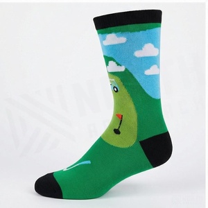 NORTH APPROACH Crew <b>Socks</b> Golf Cart Pattern Green Breathable Casual <b>Socks</b> for Adults Summer Season - Product Image 3