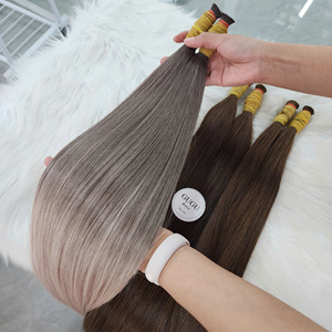 Precio al por mayor: Extensiones de cabello virgen 100% vietnamita de primera calidad, lisas como hueso, a granel, de 16 a 32 pulgadas, súper doble densidad. - Product Image 2