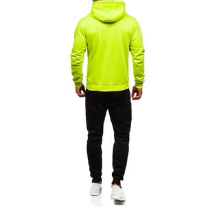 Sweat-shirt à capuche vert néon pour homme, manches longues, style décontracté, vêtement d'automne, couleur unie, fermeture à cordon, poches latérales, coupe régulière - Product Image 4