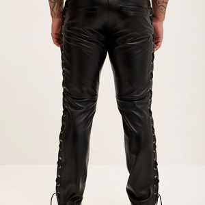 Best Price <b>Men's</b> Lightweight Breathable <b>Leather</b> <b>Pants</b> New Arrival Latest Design Flat Front Style Quality Guaranteed Waist Direct - Product Image 3