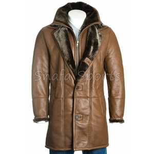 Good Quality New Arrival Breathable Heavy Outerwear With Long Lasting Warmth Winter <b>Jacket</b> Long <b>Shearling</b> Leather <b>Jacket</b> <b>For</b> <b>Men</b> - Product Image 2