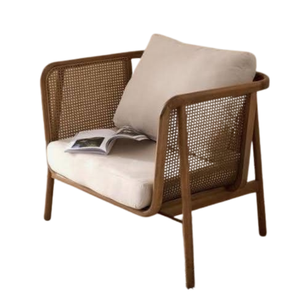 Hotel Home Furniture Lounge Silla de sofá de madera de teca con sillas de ratán de un asiento de Java central - Product Image 2