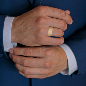 Men's Yellow <b>Gold</b> Lab Grown Diamond Wide <b>Ring</b> Brilliant Cut Bezel <b>Set</b> Band for Ceremonies and Daily Wear - Product Image 4