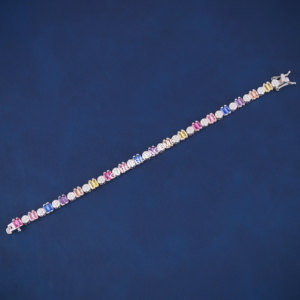 A colorful tennis diamond unisex <b>bracelet</b> custom piece moissanite D vvs diamonds 925 sterling <b>silver</b> diamond tester pass unique - Product Image 1