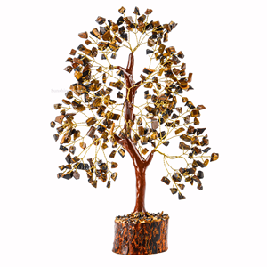 Árbol de la Vida de Cristal de Ojo de Tigre al por Mayor con Alambre Dorado, Piedras Curativas de Gemas, Árbol de Cristal para Decoración del Hogar - Product Image 1