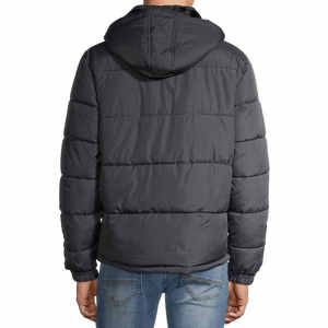 Veste matelassée coupe-vent pour homme avec capuche amovible, coupe classique, couleur unie, rembourrage en polyester, fermeture éclair, hiver, décontractée, ODM - Product Image 3