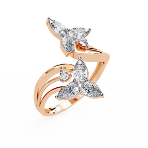 Anillo de Compromiso de Diamantes con Corte Pera en Oro Rosa para Mujer, Estilo Romántico, Joyería de Diamantes Naturales - Product Image 6