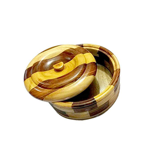 Luxury Wooden Casserole with Handmade Hammered Steel Dome Serving Dish Casserole for round shape and sale - Product Image 6