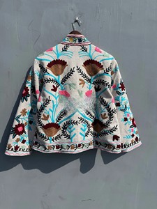 Handcrafted Traditional Indian Floral Embroidered <b>Jacket</b> Women Vintage Cotton Quilted <b>Kantha</b> Coat Premium Quality Gift For Her - Product Image 3