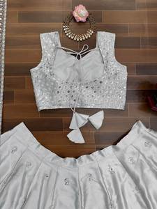 Tela de Piel Sintética Japonesa Estilo Bollywood, Lahenga Choli para Mujer, Blusa Cosida, Ropa de Fiesta, Venta al Por Mayor - Product Image 5